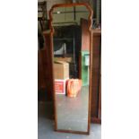 Victorian Walnut framed tall mirror: Height 150cm & width 45cm.