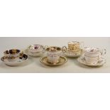 A collection of 19th century porcelain gilded cups & saucers: (5)