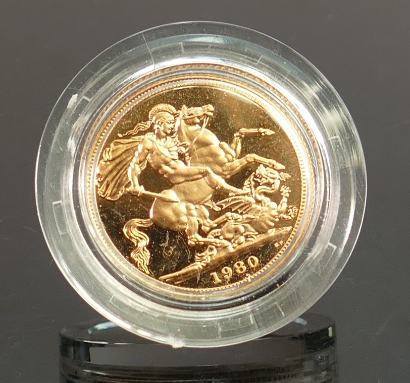 1980 Gold proof Full Sovereign by Royal Mint: in case with box & certificate. - Image 3 of 4