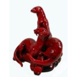 Peggy Davies large Ruby Fusion Otters Figure: Limited edition, height 27cm.