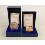 Two x Halcyon Days hand painted Royal limited edition enamel boxes: Both larger size pieces, both