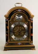 Comitti of London lacquered 3 hole Mantle clock: High quality movement noted, height 35cm.