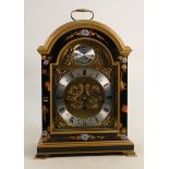 Comitti of London lacquered 3 hole Mantle clock: High quality movement noted, height 35cm.
