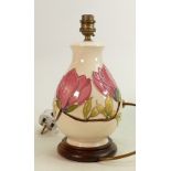 Moorcroft lamp Magnolia pattern: Measures 26cm x 13cm. No damage or restoration.