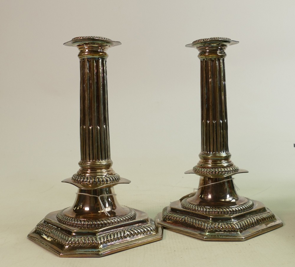 Pair of rare William III silver candlesticks 1699: Clear hallmarks for London 1699, and maker SM