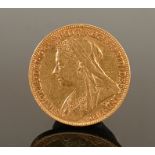 Gold Full Victoria sovereign dated 1896: