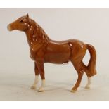 Beswick chestnut head up pony 1197: (Both ears and both front legs restored).