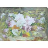 G Hundley oil painting on canvas of flowers: In gilt frame 58 x 42cm.