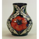 Moorcroft Poppies vase: Gold signed Rachel Bishop, dated 1996, height 15cm.