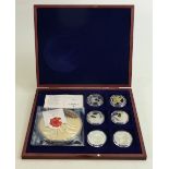 A collection of Windsor Mint set of proof coins: WWI Centenary collection, silver-plated set of 7