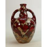 Black Ryden Larva pattern twin handled vase: 2002, height 21cm.
