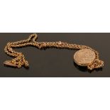 Victorian 9ct gold necklace: With round unmarked locket, 8.6g.