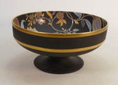 Wedgwood Prestige black Basalt footed bowl "Pashmina Bowl": In painted floral colourway, diameter