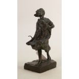 Bronze figure of a shepherdess: Fine and well modelled piece standing 22cm high, with clear signs