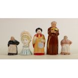 A collection of Royal Worcester candlesnuffers: Tallest 12cm. (5)