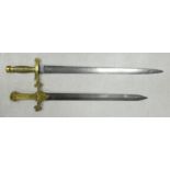 19th century Queen Victoria rifle officers short sword: Length 62cm, together with another 19th C
