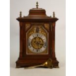 Early 20th century Oak cased 3 key striking clock: Height 40cm.