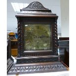 Carved Oak bracket clock & bracket: Probably converted from a long case clock.
