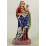 Enoch Wood 18th/19th century figure of Madonna & child: Height 25cm. Some blue paint loss. From part