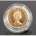1980 Gold proof Full Sovereign by Royal Mint: in case with box & certificate.