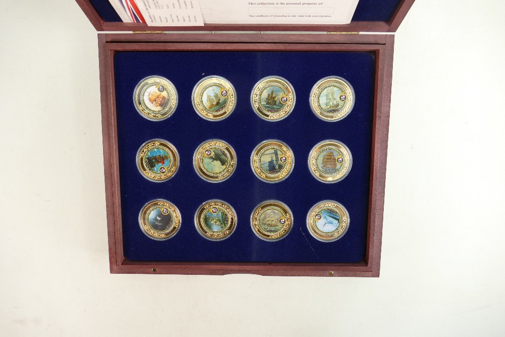 A collection of Windsor Mint set of proof coins: Ships of the Royal Navy collection, gold-plated set - Image 3 of 4