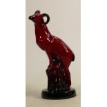 Royal Doulton Flambe model of a goat on a rock: C1980s, height 25cm.