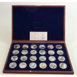 A collection of Windsor Mint set of proof coins: Railway collection, gold-plated set of 24 coins, in