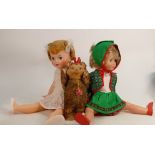 A collection of antique dolls & bears to include: Tap Aus Berlin Werbund Brown Teddy Bear,