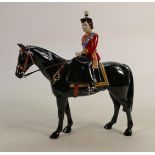 Beswick model of Queen Elizabeth on black horse: Signed in gold by modeller Amanda Hughes-Lubeck,