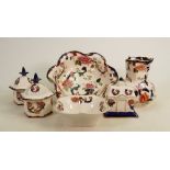 Masons Blue Mandalay items to include: Jug and bowl set, lidded boxes, bowl etc., height of jug