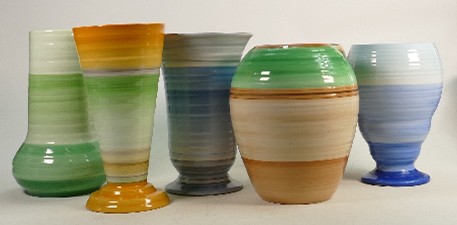 A collection of Shelley Harmony ware vases: In varying shapes, height of tallest 25cm. (6)