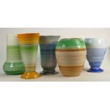 A collection of Shelley Harmony ware vases: In varying shapes, height of tallest 25cm. (6)