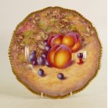 Royal Worcester cabinet plate: Decorated with fruit, by John Freeman, 27cm diameter.