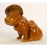 Royal Doulton seated Khaki bulldog HN153: Circa 1918 with darker green glazed Tam O'Shanter hat,