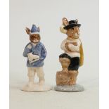 Royal Doulton colourway Bunnykins figures Boy Skater DB187 and Cavalier DB179: Both in different
