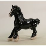 Beswick black cantering shire horse 975: BCC special with gold stamp.