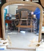 Gilt 19th century overmantle mirror: A nice example measuring 129cm high x 105cm wide generally,