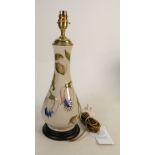 Walter Moorcroft lamp base Fuchsia design on white ground: 31cm high to fitting. Crazing. Rewired at