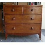 Chest of 2 over 2 drawers on bracket feet: Height 93cm, depth 49cm and length 97cm.