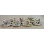 A collection of Shelley Floral Decorated Cups & Saucers to include: Posey Spray, American Brookline,