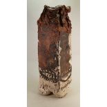 Simon Carroll vase dated 2005: An earthenware slab-built vase with a square cylindrical body,