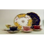 A mixed collection of tea ware to include: Coalport decorative cabinet plates, Shelley Jonquil