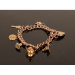 9ct gold charm bracelet: Gross weight 17.8 grams, 6 small size charms. Bracelet is hollow gold.