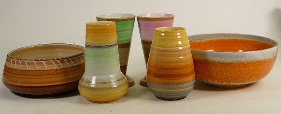 A collection of Shelley Harmony ware bowls & vases: Varying shapes, height of tallest 16cm. (6) - Image 4 of 4