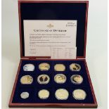 A collection of Windsor Mint set of proof coins: 2019 review year collection, set of 12 coins, in