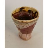 Simon Carroll earthenware tea bowl: With incised decoration, covered in coloured slips and glazes,