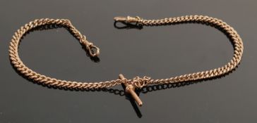 9ct rose gold double Albert watch chain: Fully hallmarked on every link, gross weight 33.2g.