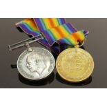 A pair of first world war WWI medals: Awarded to 35445 Pte J Edkins N.Staff.R, Pte Edkins was cousin