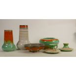 A collection of Shelley Harmony drip ware vases, bowls & candlesticks: Varying shapes, height of