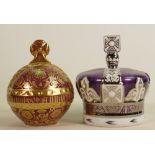 Royal Crown Derby Orb / Crown paperweights x 2: Both limited edition with certificates and boxes,